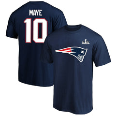 New England Patriots Fanatics Drake Maye Super Bowl LX Patch Big & Tall Name & Number T-Shirt