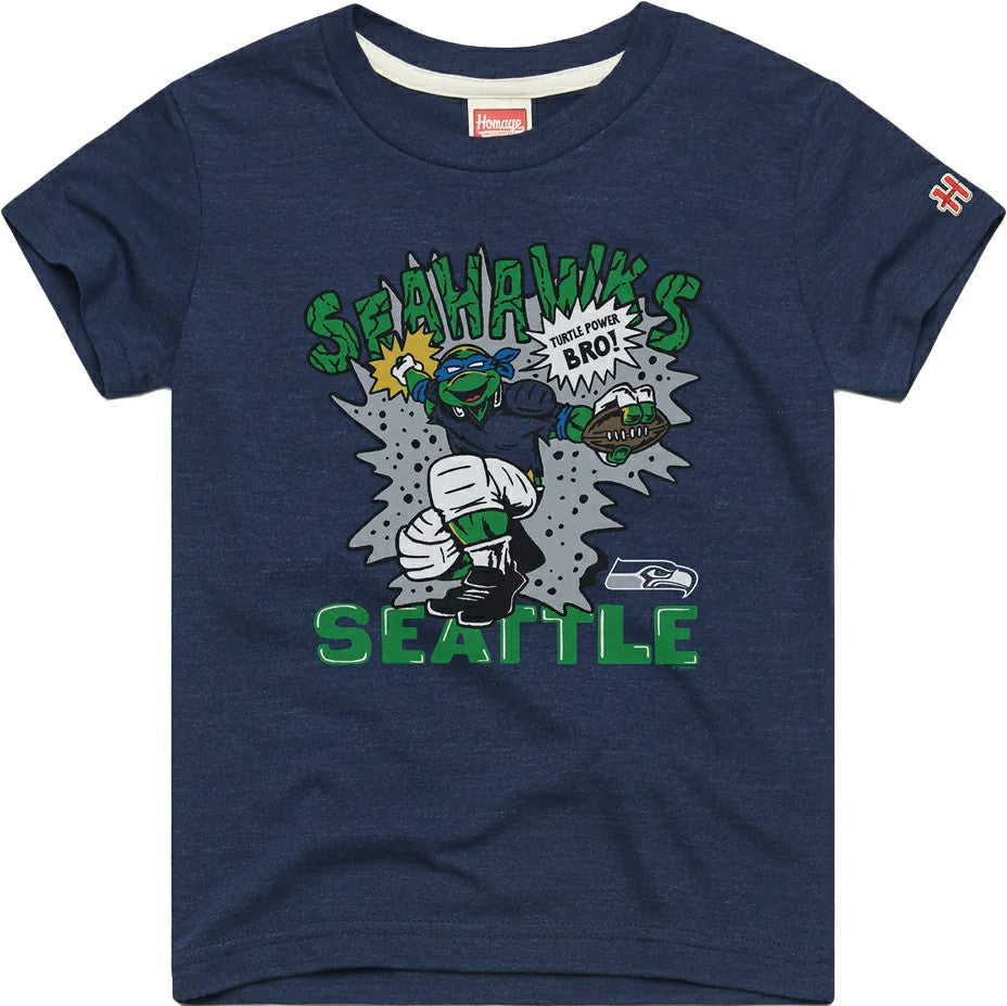 Seattle Seahawks Leonardo Homage Youth TMNT Tri-Blend T-Shirt