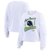 Seattle Seahawks Champion WEAR by Erin Andrews Women's Super Bowl LX s Cropped Long Sleeve T-Shirt