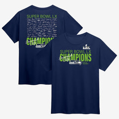 Seattle Seahawks Fanatics Super Bowl LX Champions Big & Tall Autograph Signing Roster T-Shirt