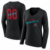 Arizona Diamondbacks Women's Hustle Personalized Name & Number Long Sleeve V-Neck T-Shirt | MLB Discount