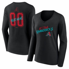 Arizona Diamondbacks Women's Hustle Personalized Name & Number Long Sleeve V-Neck T-Shirt | MLB Discount