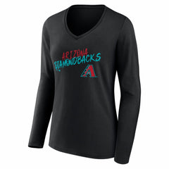Arizona Diamondbacks Women's Hustle Personalized Name & Number Long Sleeve V-Neck T-Shirt | MLB Discount
