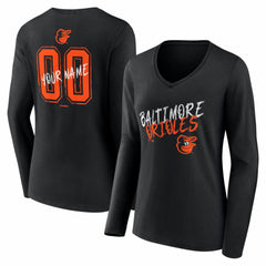 Baltimore Orioles Women's Hustle Personalized Name & Number Long Sleeve V-Neck T-Shirt | MLB For sale