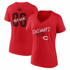 Cincinnati Reds Women's Hustle Personalized Name & Number V-Neck T-Shirt | MLB Sale