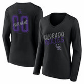 Colorado Rockies Women's Hustle Personalized Name & Number Long Sleeve V-Neck T-Shirt | MLB Shop