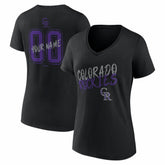 Colorado Rockies Women's Hustle Personalized Name & Number V-Neck T-Shirt | MLB On Sale