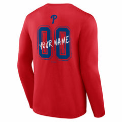 Philadelphia Phillies Hustle Personalized Name & Number Long Sleeve T-Shirt | MLB On Sale