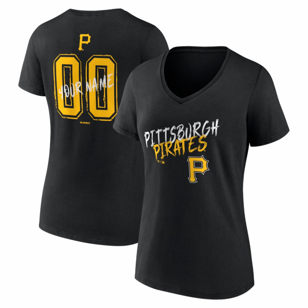 Pittsburgh Pirates Women's Hustle Personalized Name & Number V-Neck T-Shirt | MLB For sale