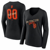 San Francisco Giants Women's Hustle Personalized Name & Number Long Sleeve V-Neck T-Shirt | MLB Shop