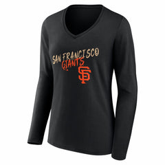 San Francisco Giants Women's Hustle Personalized Name & Number Long Sleeve V-Neck T-Shirt | MLB Shop