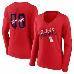 St. Louis Cardinals Women's Hustle Personalized Name & Number Long Sleeve V-Neck T-Shirt | MLB US
