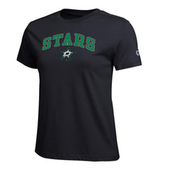 Dallas Stars Champion Women's Arch Mascot Logo T-Shirt On Sale