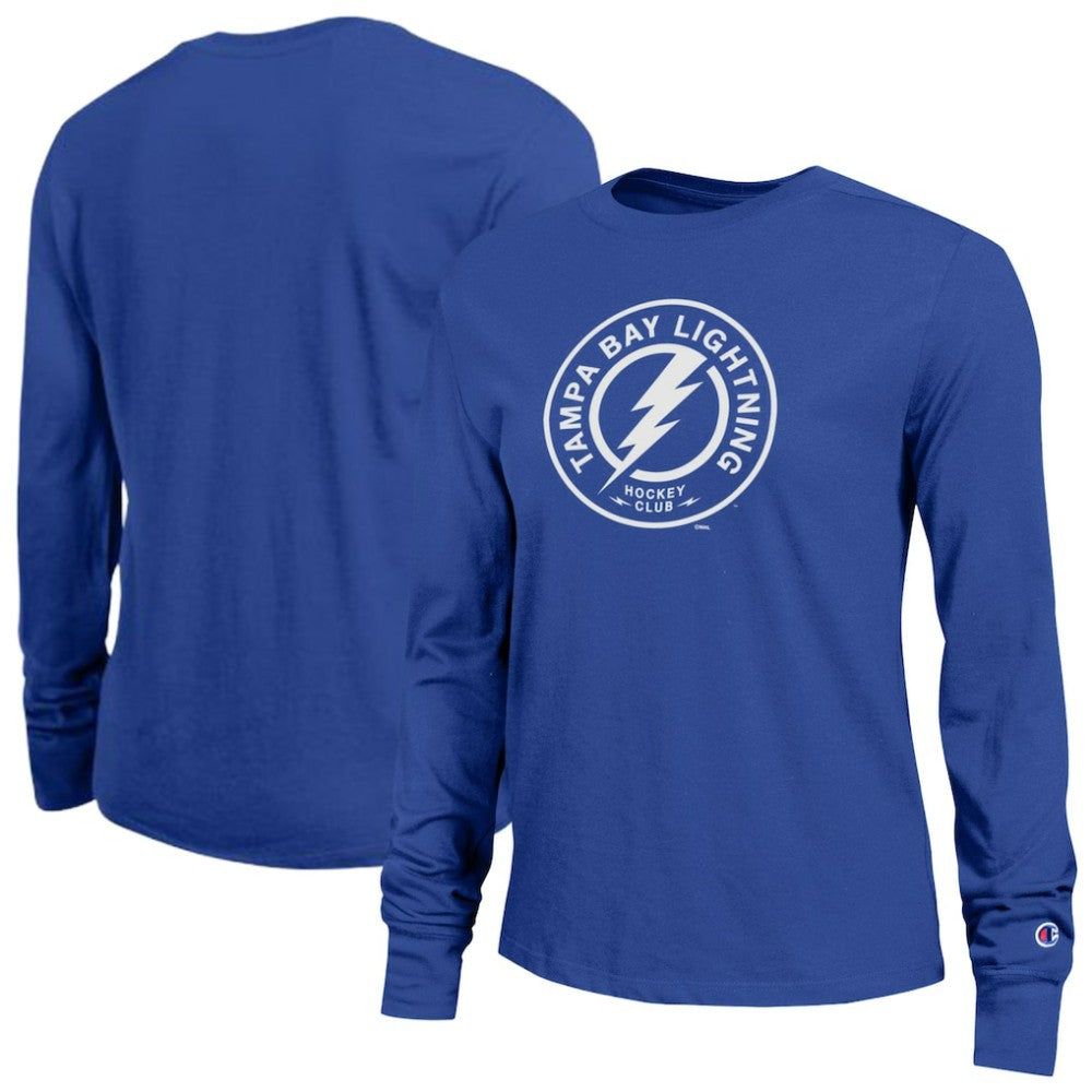 Tampa Bay Lightning Champion Women's Wordmark Lockup Long Sleeve T-Shirt Sale