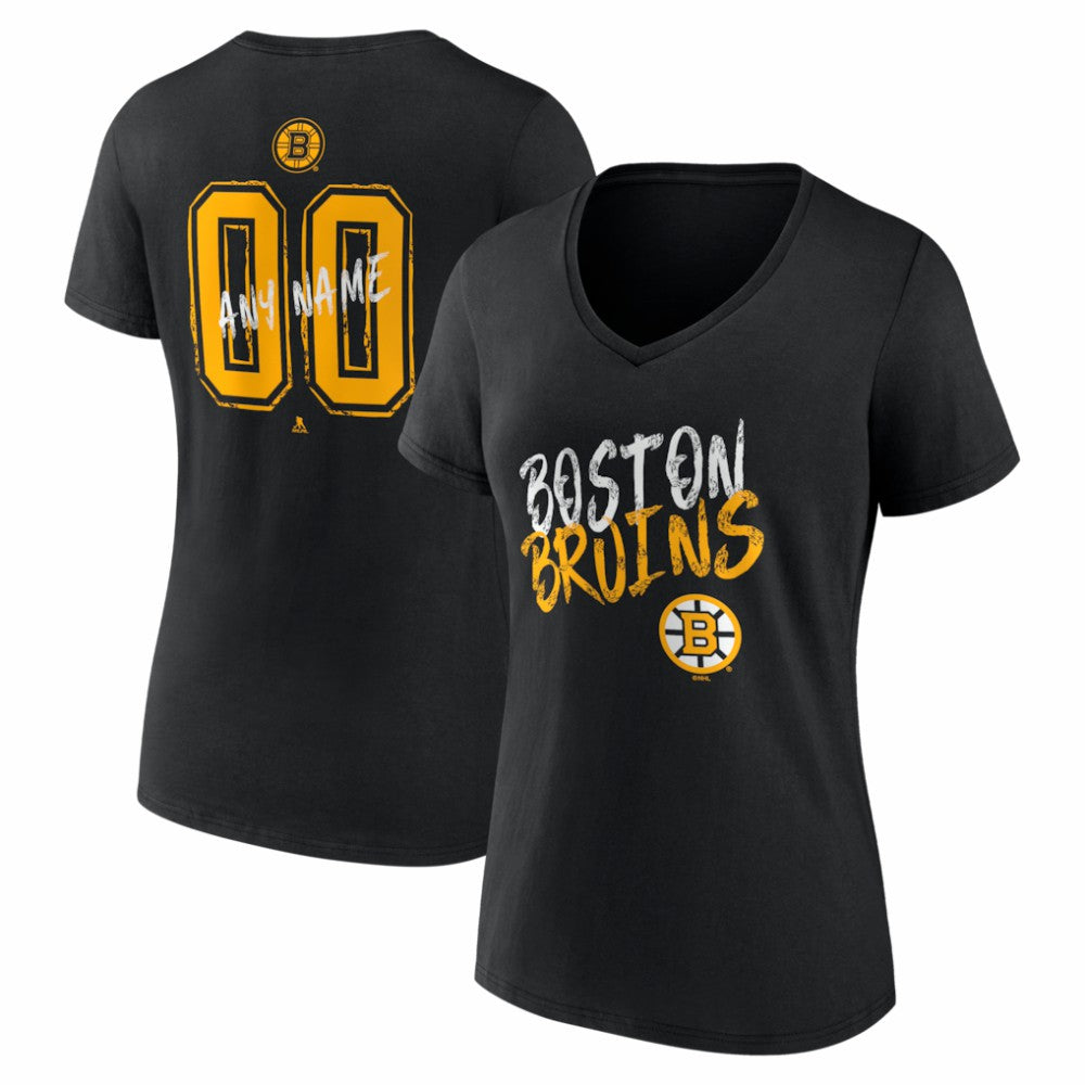 Boston Bruins Women's Hustle Personalized Name & Number V-Neck T-Shirt Outlet