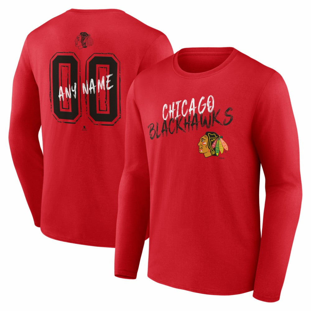 Chicago Blackhawks Hustle Personalized Name & Number Long Sleeve T-Shirt On Sale