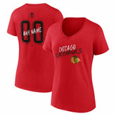 Chicago Blackhawks Women's Hustle Personalized Name & Number V-Neck T-Shirt Outlet