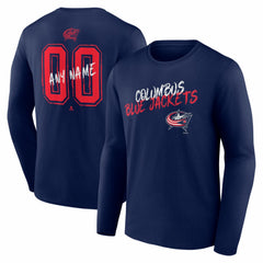 Columbus Blue Jackets Hustle Personalized Name & Number Long Sleeve T-Shirt Outlet