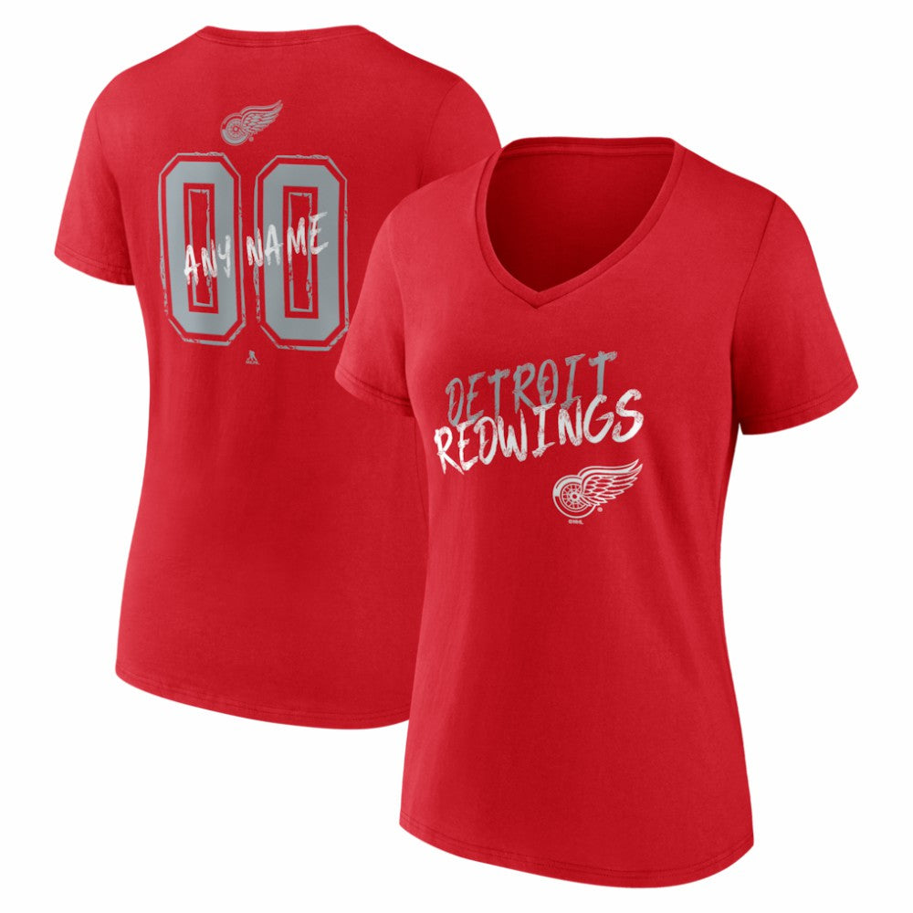 Detroit Red Wings Women's Hustle Personalized Name & Number V-Neck T-Shirt Discount