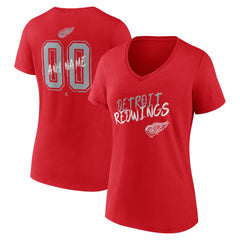 Detroit Red Wings Women's Hustle Personalized Name & Number V-Neck T-Shirt Discount