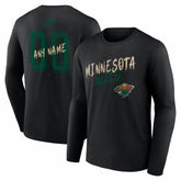 Minnesota Wild Hustle Personalized Name & Number Long Sleeve T-Shirt On Sale