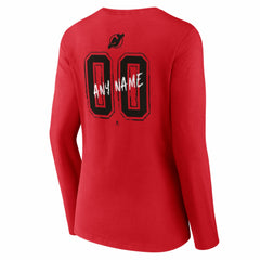 New Jersey Devils Women's Hustle Personalized Name & Number Long Sleeve V-Neck T-Shirt For Sale