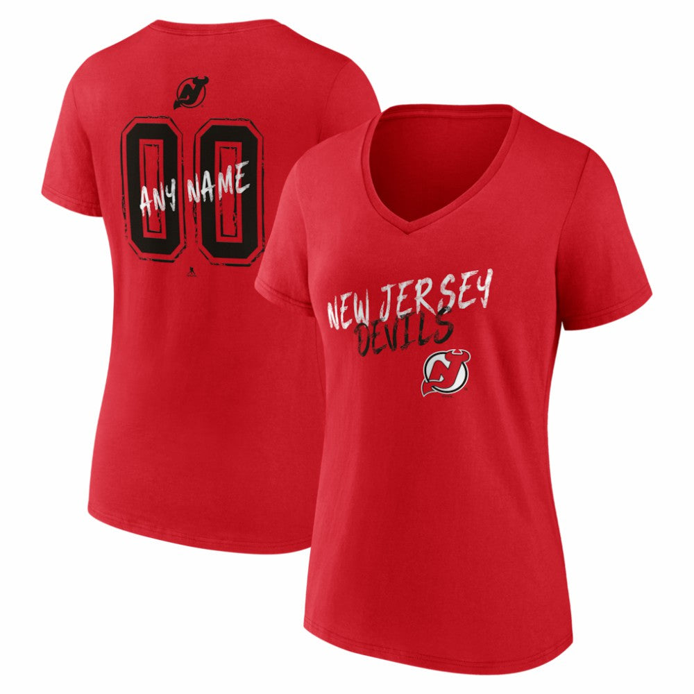 New Jersey Devils Women's Hustle Personalized Name & Number V-Neck T-Shirt Outlet