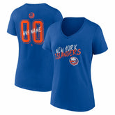 New York Islanders Women's Hustle Personalized Name & Number V-Neck T-Shirt Outlet