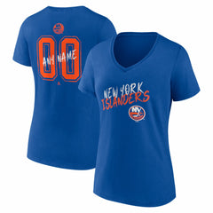 New York Islanders Women's Hustle Personalized Name & Number V-Neck T-Shirt Outlet
