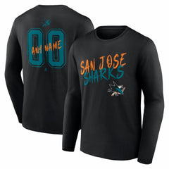 San Jose Sharks Hustle Personalized Name & Number Long Sleeve T-Shirt Discount