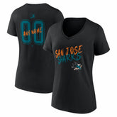 San Jose Sharks Women's Hustle Personalized Name & Number V-Neck T-Shirt Discount