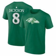 Baltimore Ravens Lamar Jackson St. Patrick's Day Icon Name & Number T-Shirt