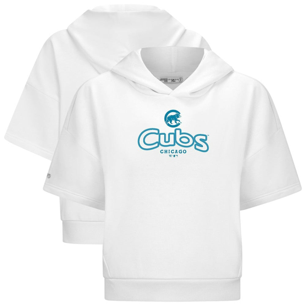 Chicago Cubs Levelwear Women's Amber Short Sleeve Cornerstone Hoodie | MLB New