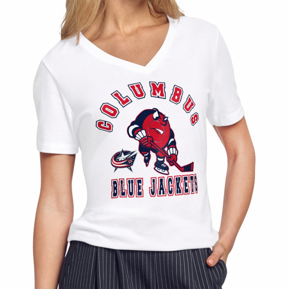 Columbus Blue Jackets Starter Women's Tough Puck T-Shirt On Sale