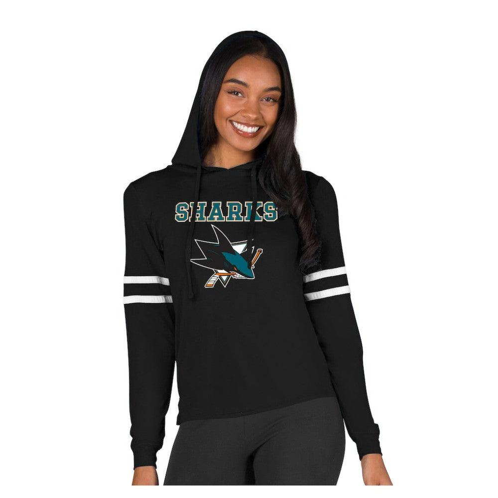 San Jose Sharks Concepts Sport Women's Marathon Long-Sleeve Hooded T-Shirt Discount