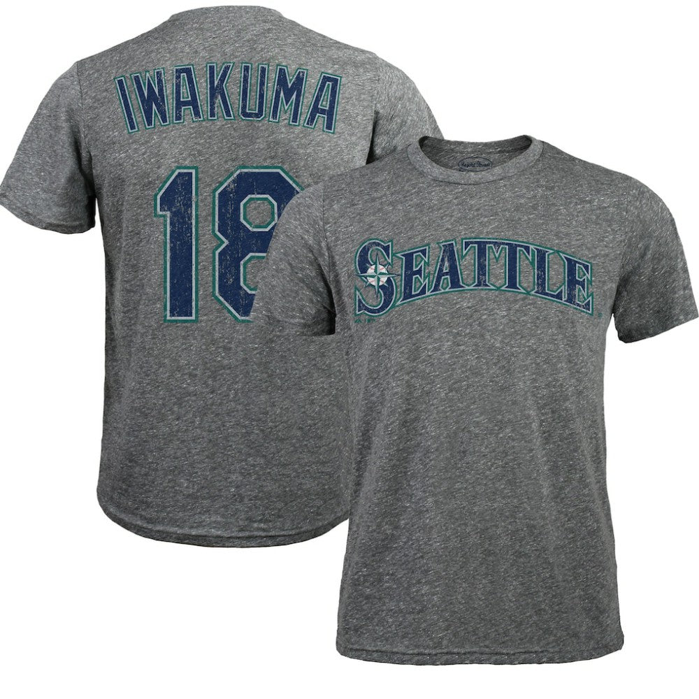 Hisashi Iwakuma Seattle Mariners Majestic Threads Premium Tri-Blend Name & Number T-Shirt | MLB Discount