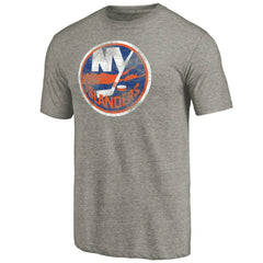 New York Islanders Distressed Team Logo Tri-Blend T-Shirt For Sale