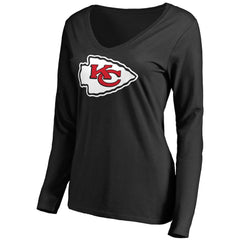 Kansas City Chiefs Women's Primary Team Logo V-Neck Long Sleeve T-Shirt