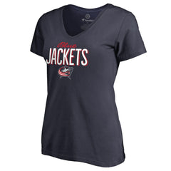 Columbus Blue Jackets Women's Nostalgia V-Neck T-Shirt Outlet
