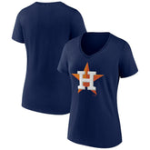Houston Astros Women's Team Color Primary Logo V-Neck T-Shirt | MLB New