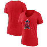 Los Angeles Angels Women's Team Color Primary Logo V-Neck T-Shirt | MLB Discount