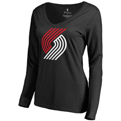 Portland Trail Blazers Women's Primary Logo V-Neck Long Sleeve T-Shirt For Sale