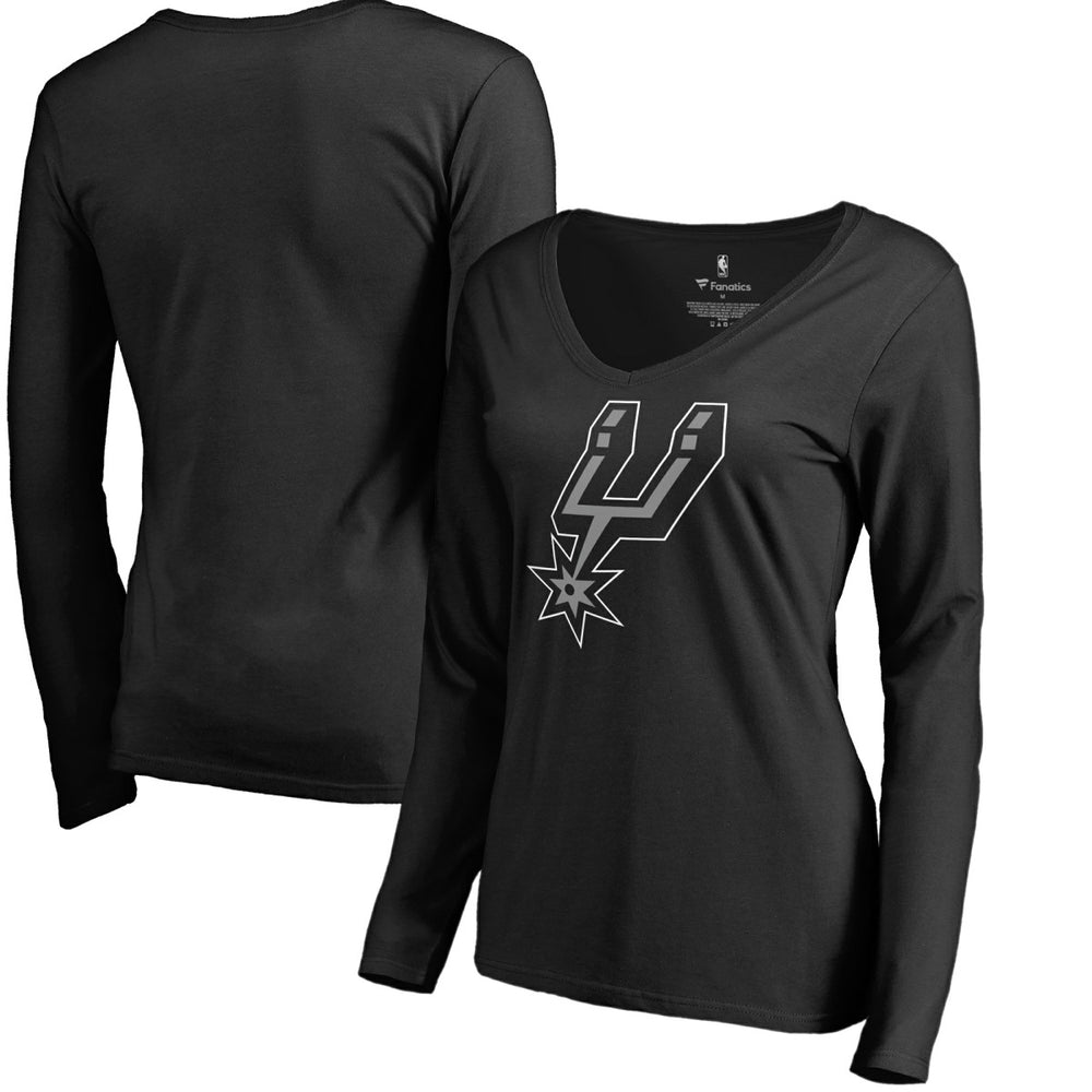 San Antonio Spurs Women's Primary Logo V-Neck Long Sleeve T-Shirt On Sale
