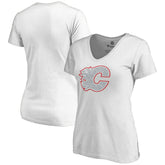 Calgary Flames Women's Whiteout V-Neck T-Shirt For Sale