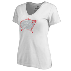 Columbus Blue Jackets Women's Whiteout V-Neck T-Shirt Sale