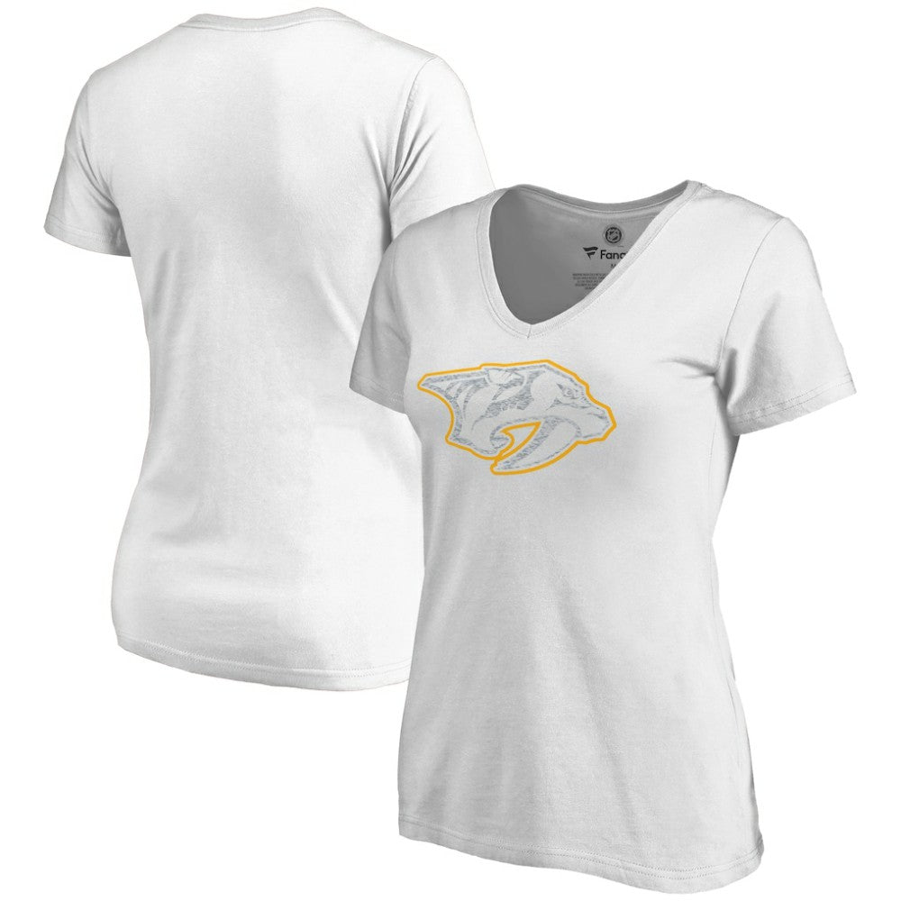 Nashville Predators Women's Whiteout V-Neck T-Shirt For Sale