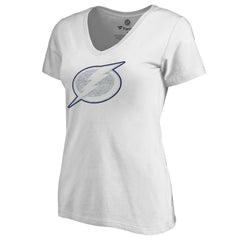 Tampa Bay Lightning Women's Whiteout V-Neck T-Shirt On Sale