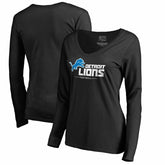 Detroit Lions Women's Team Lockup V-Neck Long Sleeve T-Shirt