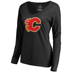 Calgary Flames Women's Primary Logo Long Sleeve T-Shirt On Sale