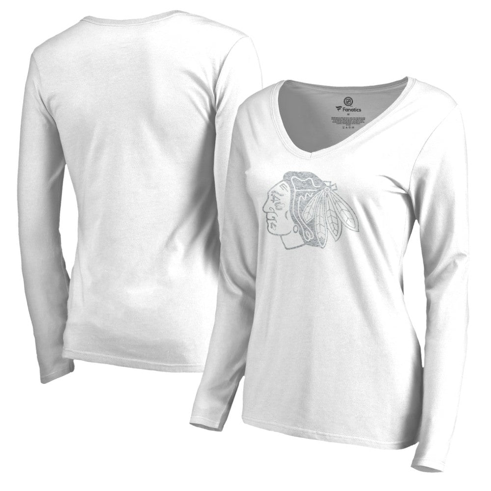 Chicago Blackhawks Women's White Out Long Sleeve T-Shirt Discount